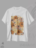 تیشرت سفید طرح دار گل های طراحی شده پرتقال، تزئینی اثر کیتی برایانت | immage.ir