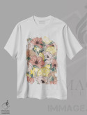 تیشرت سفید طرح دار گل های طراحی شده لیمو، تزئینی اثر کیتی برایانت | immage.ir