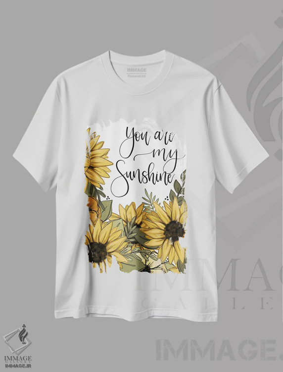 تیشرت سفید طرح دار تو آفتاب زندگی منی، هنر دیجیتال اثر کیتی برایانت | immage.ir