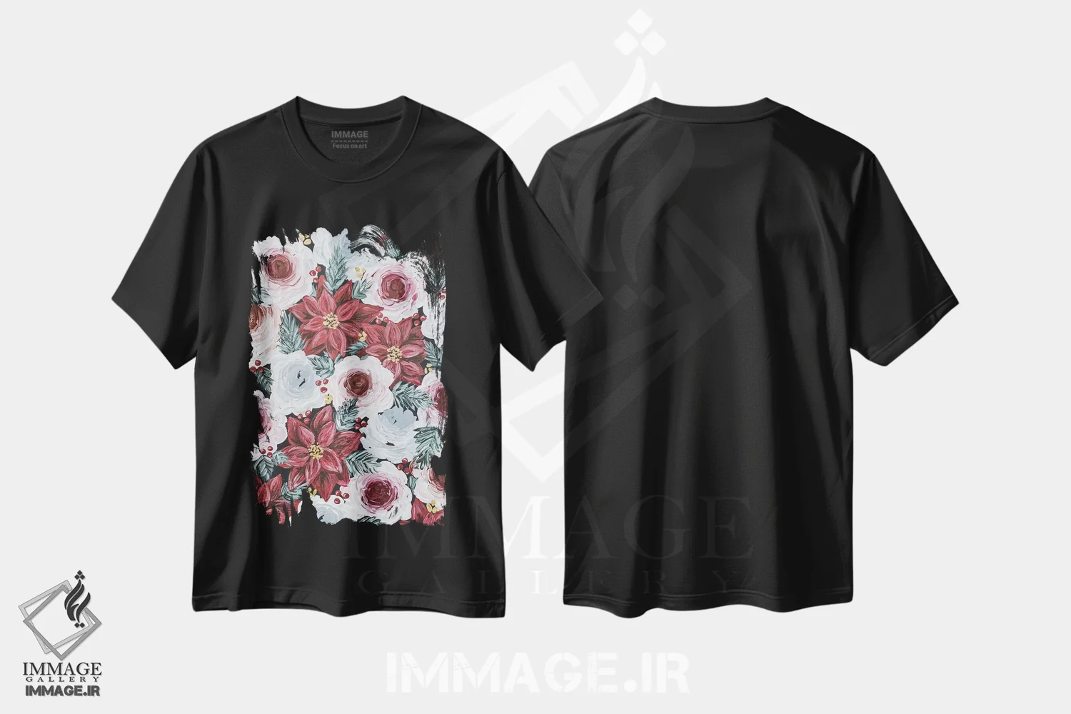 تیشرت مشکی طرح دار گل های بنت قنسول، تزئینی اثر کیتی برایانت | immage.ir