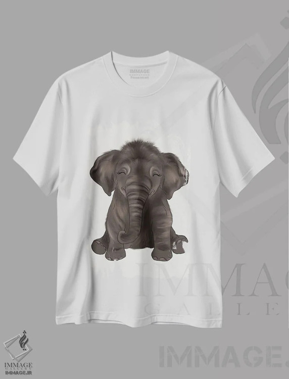 تیشرت سفید طرح دار فیل بچه، دکور معاصر اثر کیتی برایانت | immage.ir