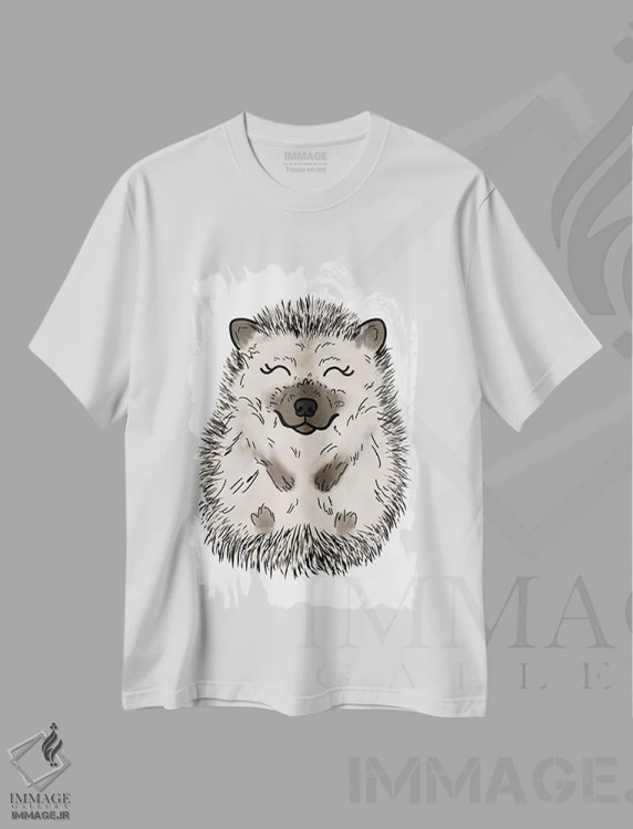 تیشرت سفید طرح دار جوجه تیغی، دکور معاصر اثر کیتی برایانت | immage.ir