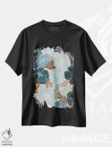 تیشرت مشکی طرح دار گل های آبی، تزئینی اثر کیتی برایانت | فروشگاه ایماژ