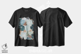 تیشرت مشکی طرح دار گل های آبی، تزئینی اثر کیتی برایانت | فروشگاه ایماژ