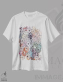 تیشرت سفید طرح دار گل های رنگین کمان پاستلی، تزئینی اثر کیتی برایانت | immage.ir