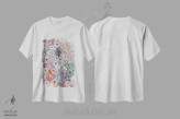 تیشرت سفید طرح دار گل های رنگین کمان پاستلی، تزئینی اثر کیتی برایانت | immage.ir