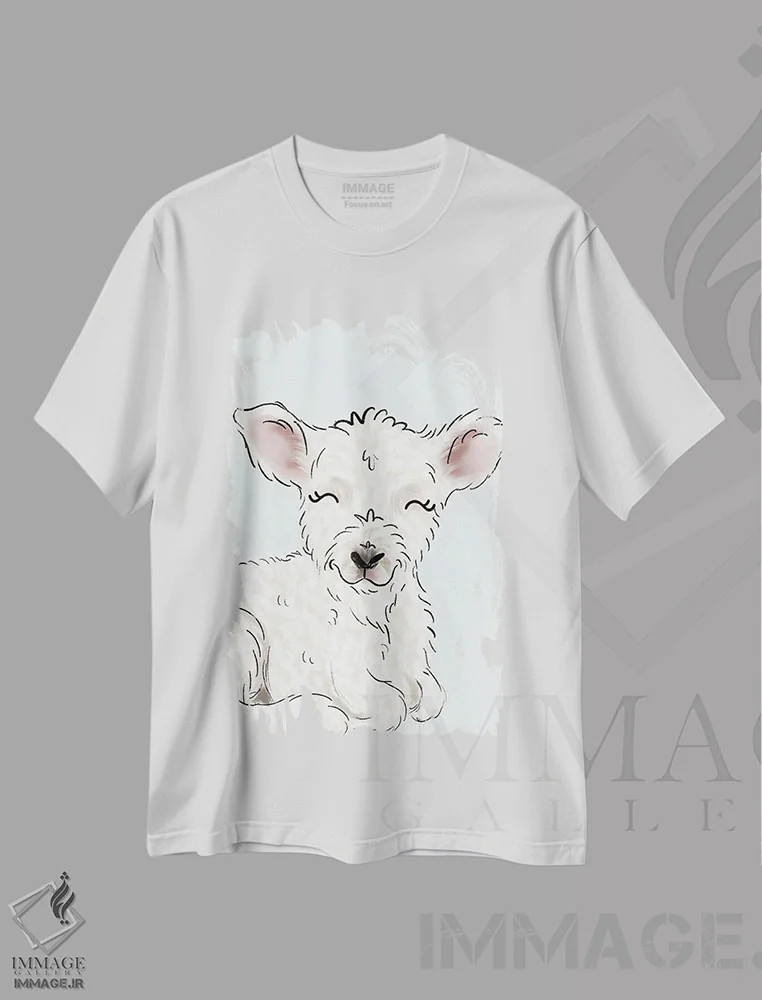 تیشرت سفید طرح دار بره کوچک، دکور معاصر اثر کیتی برایانت | immage.ir