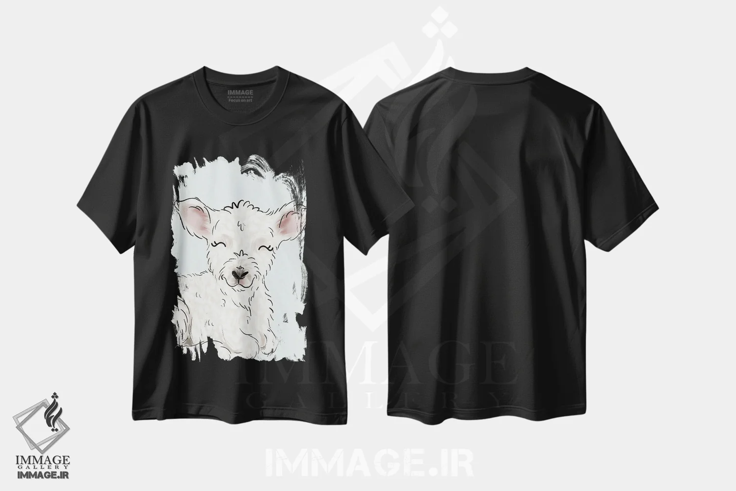 تیشرت مشکی طرح دار بره کوچک، دکور معاصر اثر کیتی برایانت | فروشگاه ایماژ