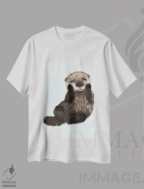 تیشرت سفید طرح دار سمور بچه، دکور معاصر اثر کیتی برایانت | فروشگاه ایماژ