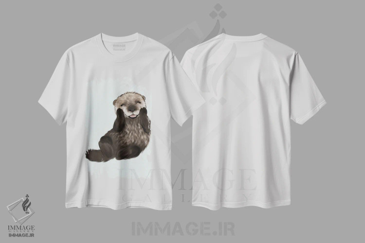 تیشرت سفید طرح دار سمور بچه، دکور معاصر اثر کیتی برایانت | فروشگاه ایماژ