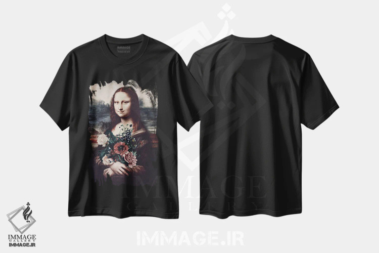 تیشرت مشکی طرح دار لیزا و گل ها، عکاسی ترکیبی اثر کارن کانتوک | فروشگاه ایماژ