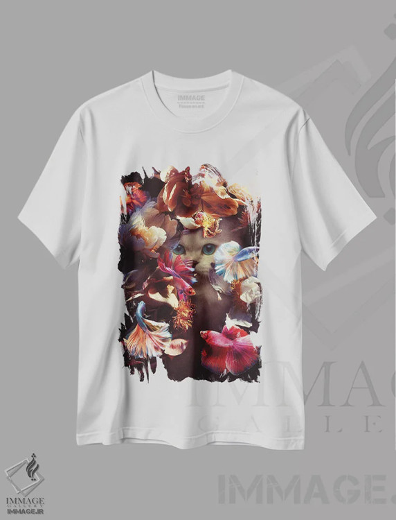 تیشرت سفید طرح دار دوست دارم وجودت را تماشا کنم، عکاسی ترکیبی اثر کارن کانتوک | فروشگاه ایماژ