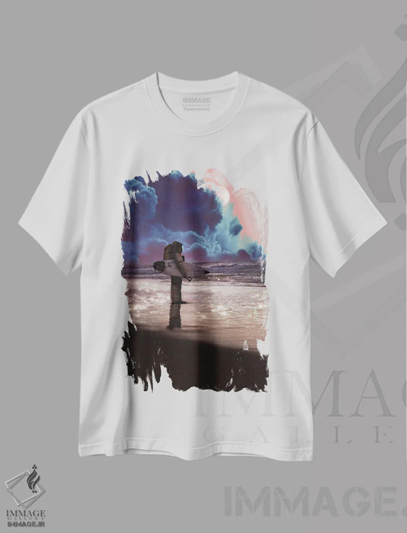 تیشرت سفید طرح دار عادی جدید، دکور ساحلی اثر کارن کانتوک | immage.ir