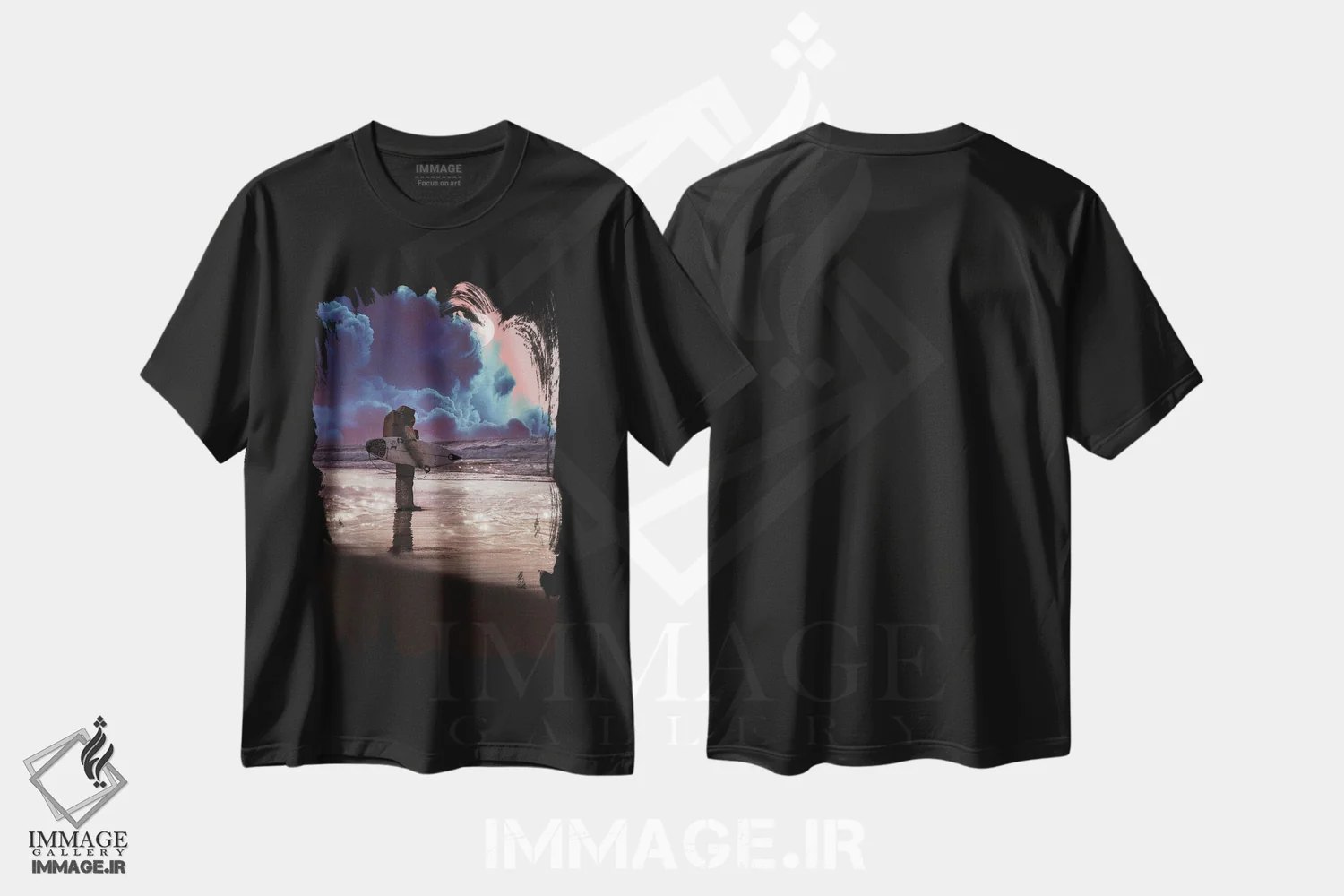 تیشرت مشکی طرح دار عادی جدید، دکور ساحلی اثر کارن کانتوک | فروشگاه ایماژ