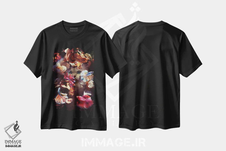 تیشرت مشکی طرح دار دوست دارم وجودت را تماشا کنم، عکاسی ترکیبی اثر کارن کانتوک | immage.ir