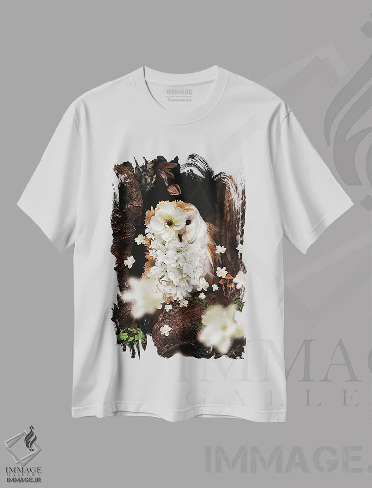 تیشرت سفید طرح دار ساخته شده از هزاران احساس کوچک، عکاسی ترکیبی اثر کارن کانتوک | فروشگاه ایماژ