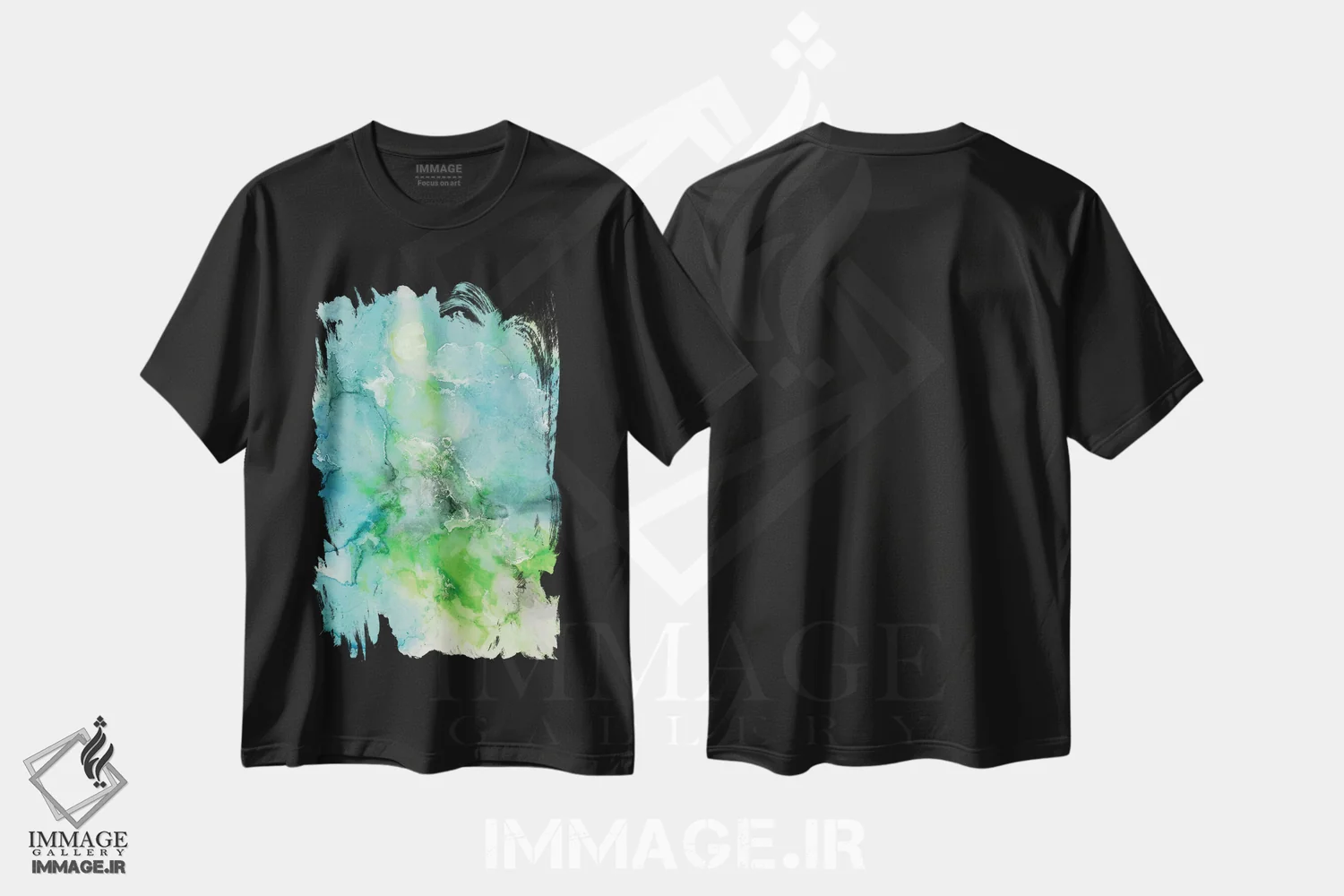 تیشرت مشکی طرح دار کریستال فیروزه ای اثر کیم کورینگا | immage.ir