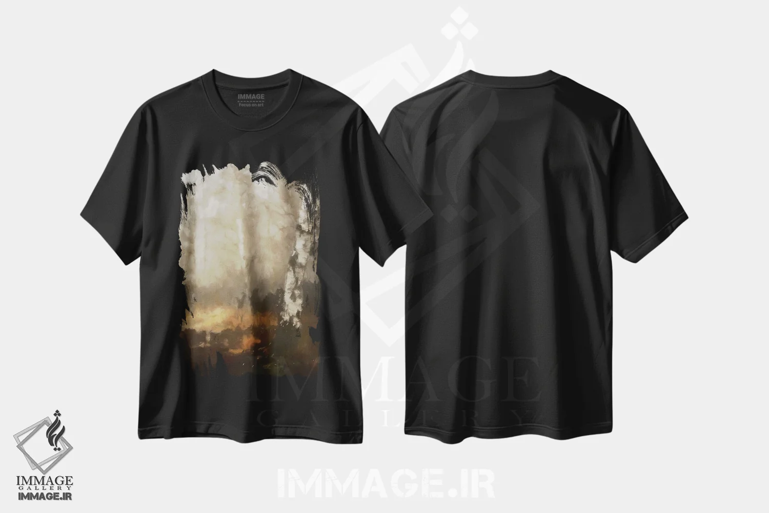 تیشرت مشکی طرح دار درخت توس، دکور کلبه و لژ اثر کیم کورینگا | immage.ir