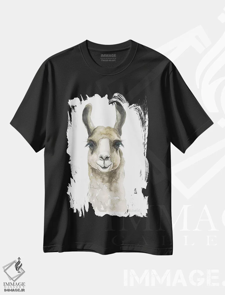 تیشرت مشکی طرح دار لامای قهوه ای، دکور معاصر اثر کیرستن دیل | immage.ir