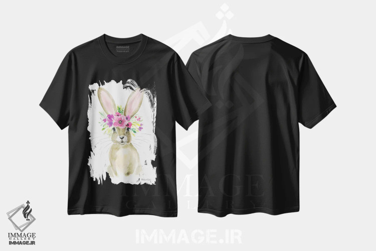 تیشرت مشکی طرح دار خرگوش گلدار، دکور معاصر اثر کیرستن دیل | immage.ir
