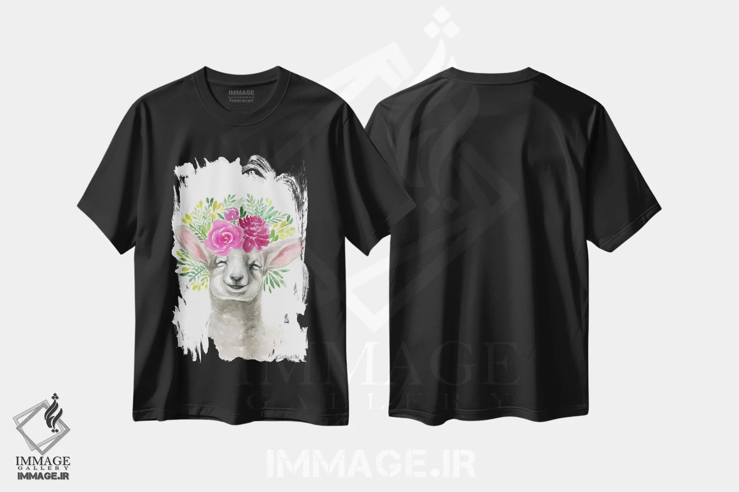 تیشرت مشکی طرح دار برۀ بهاری، دکور معاصر اثر کیرستن دیل | فروشگاه ایماژ