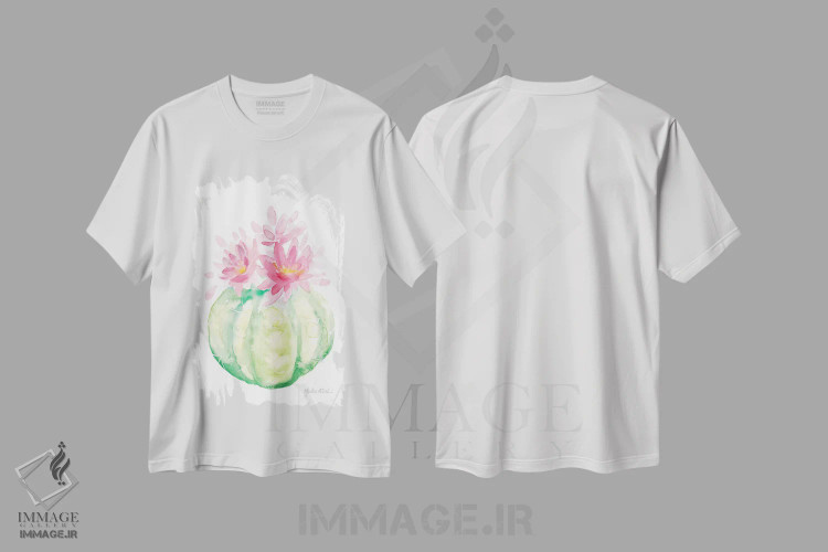 تیشرت سفید طرح دار کاکتوس I، دکور معاصر اثر کیرستن دیل | فروشگاه ایماژ