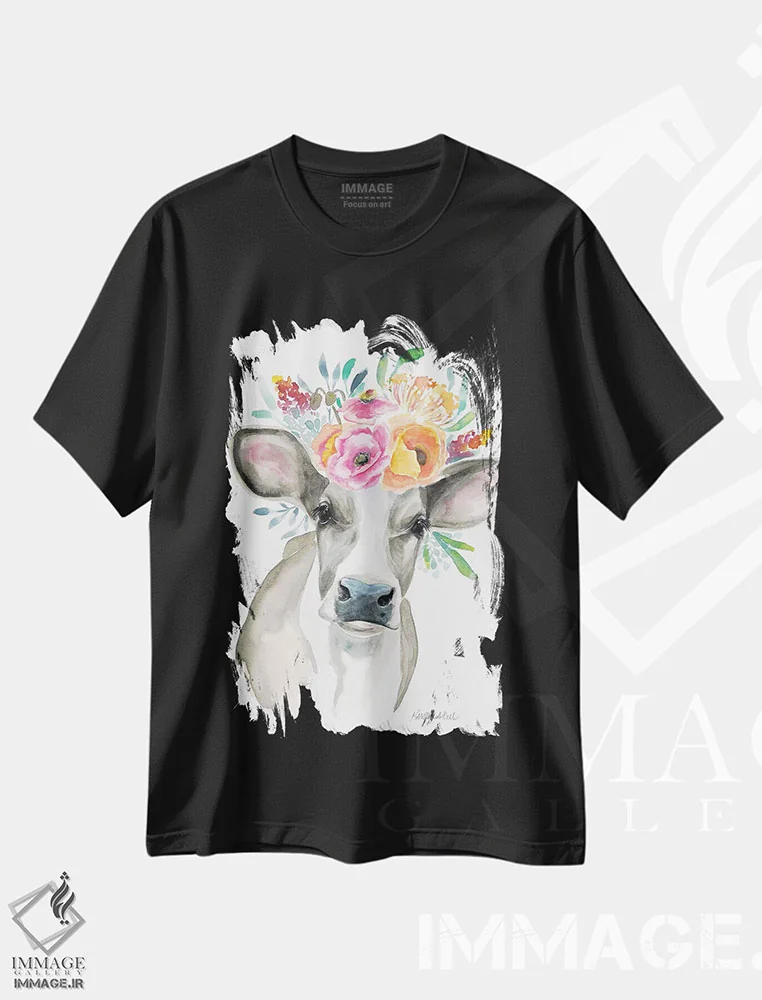 تیشرت مشکی طرح دار گاو، دکور معاصر اثر کیرستن دیل | immage.ir