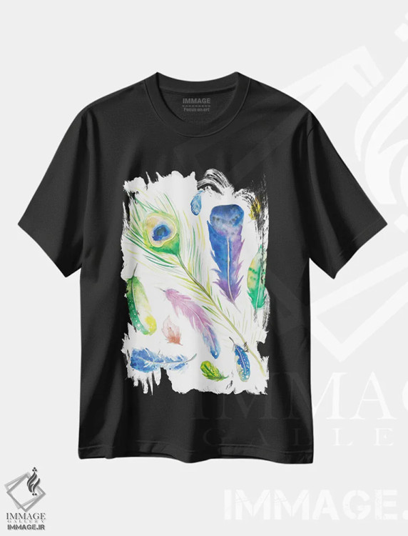 تیشرت مشکی طرح دار پرها، دکور بوهمی اثر کیرستن دیل | immage.ir