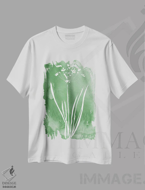 تیشرت سفید طرح دار گیاه سبز II، دکور معاصر اثر کِلی دونوان | فروشگاه ایماژ