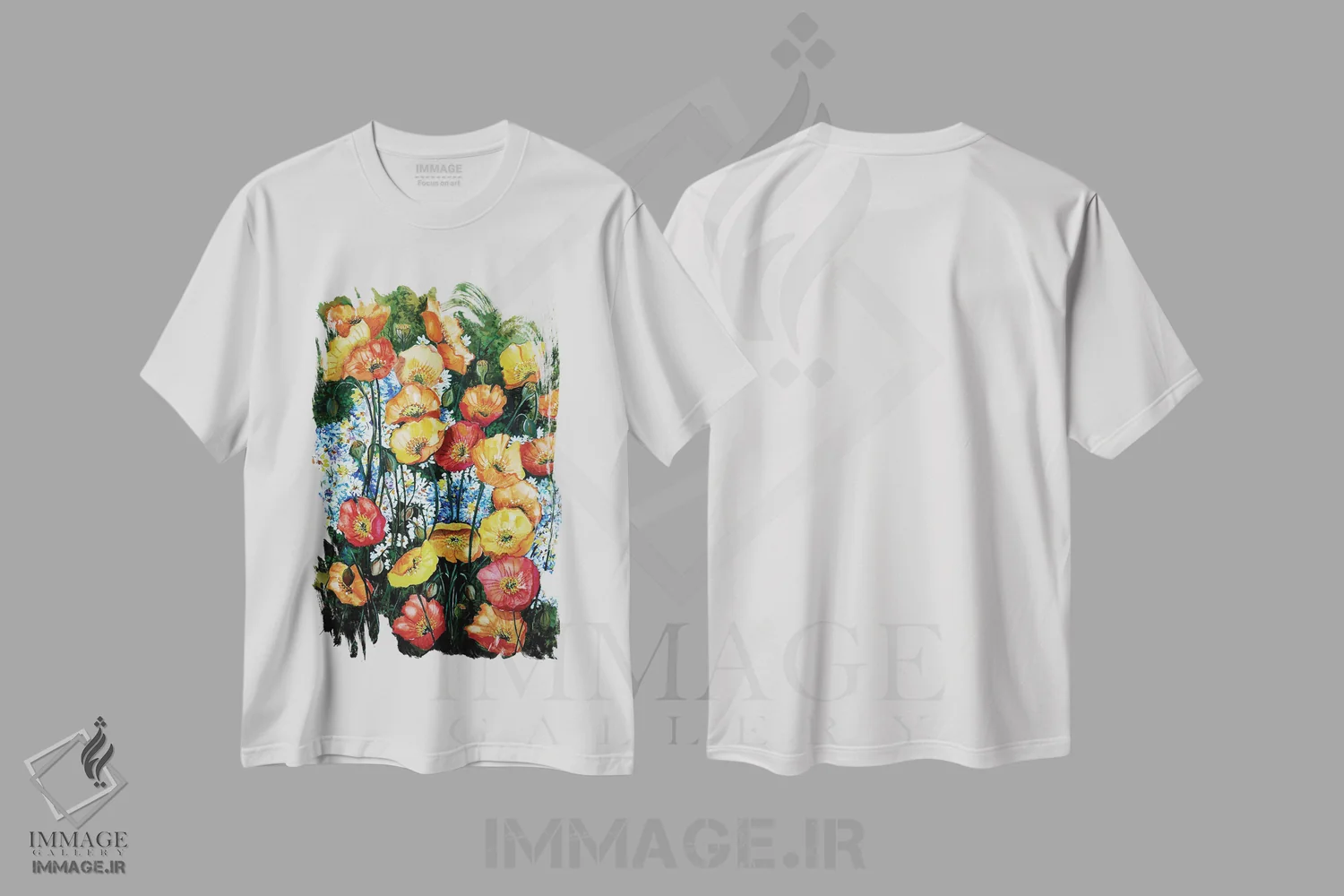 تیشرت سفید طرح دار رویاهای کالیفرنیا، هنر فاخر معاصر اثر کارین داون کلشال-بست | immage.ir