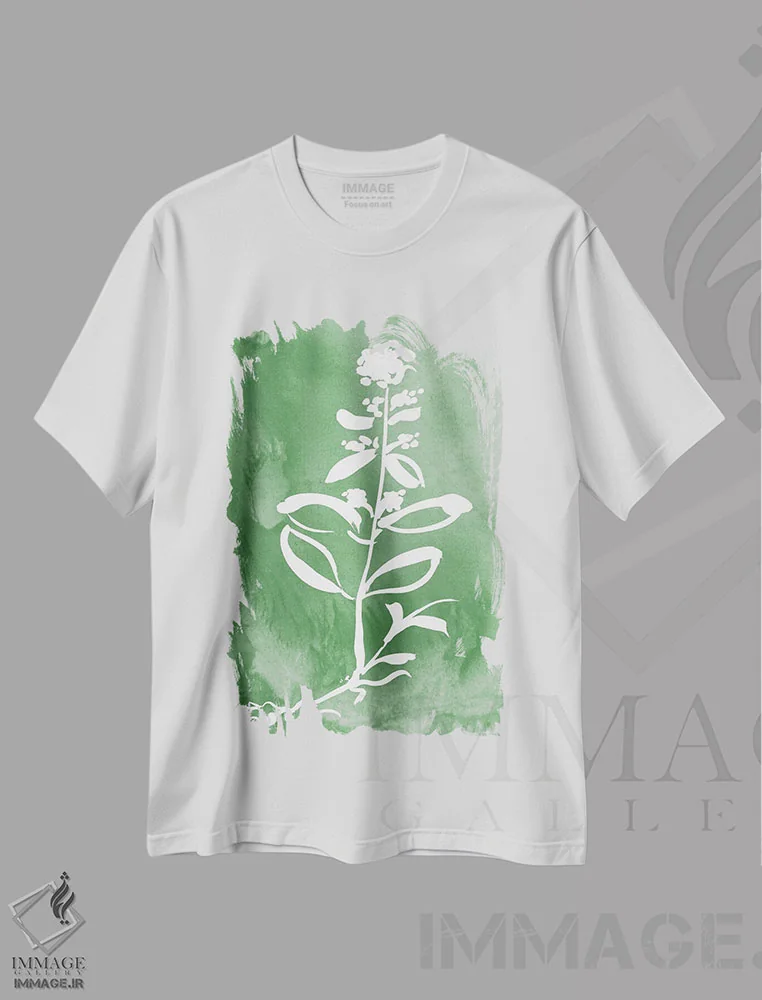 تیشرت سفید طرح دار گیاه سبز III، دکور معاصر اثر کِلی دونوان | immage.ir