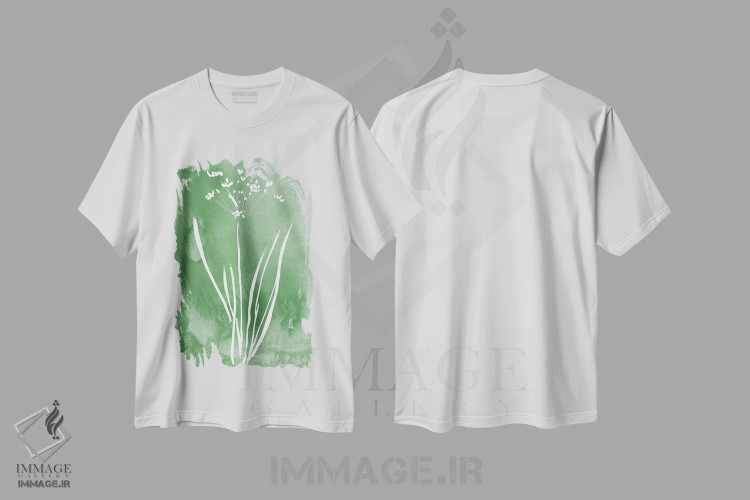 تیشرت سفید طرح دار گیاه سبز II، دکور معاصر اثر کِلی دونوان | فروشگاه ایماژ
