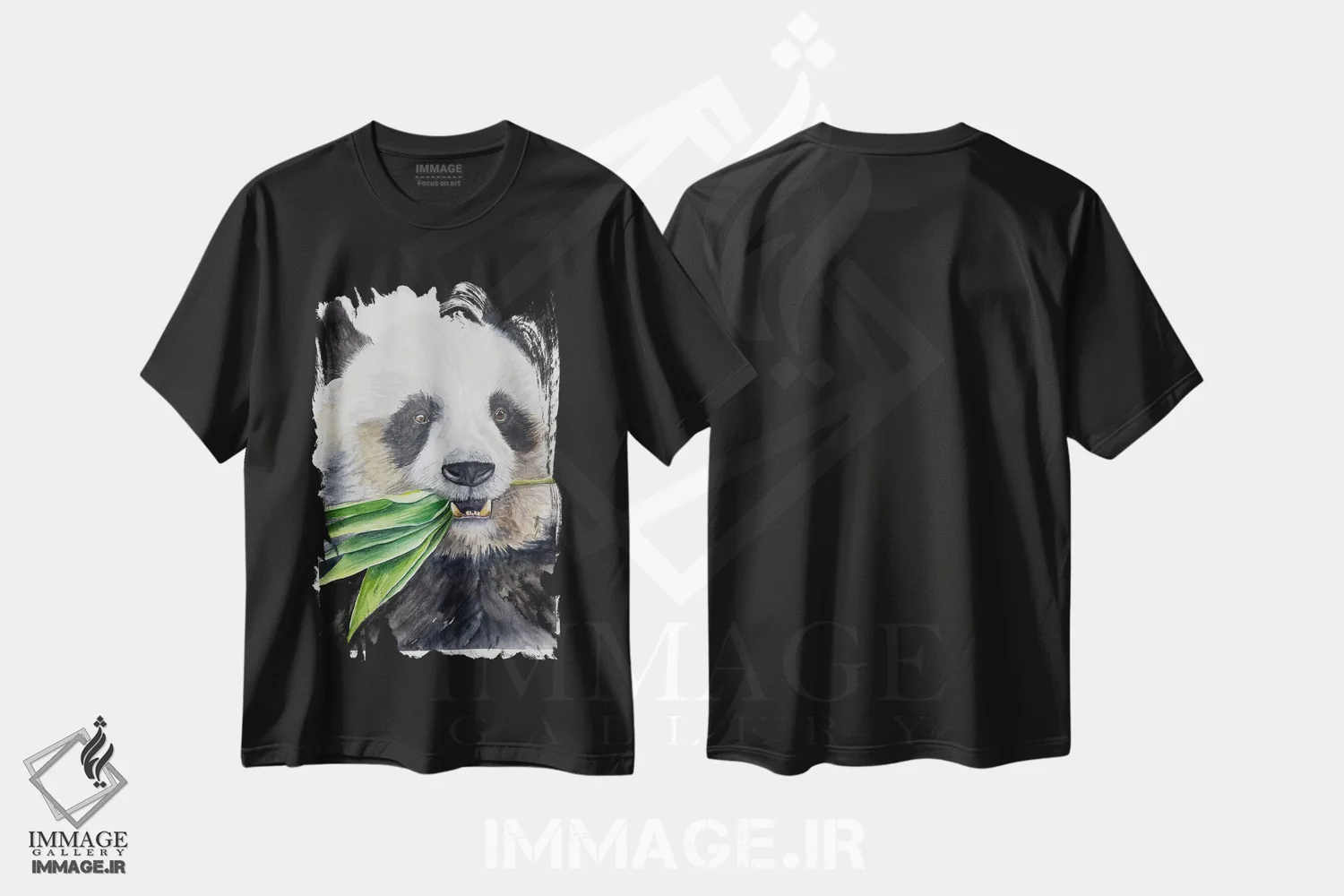 تیشرت مشکی طرح دار پاندای گرسنه، مدیوم اثر لوسیا کازاردووا | immage.ir
