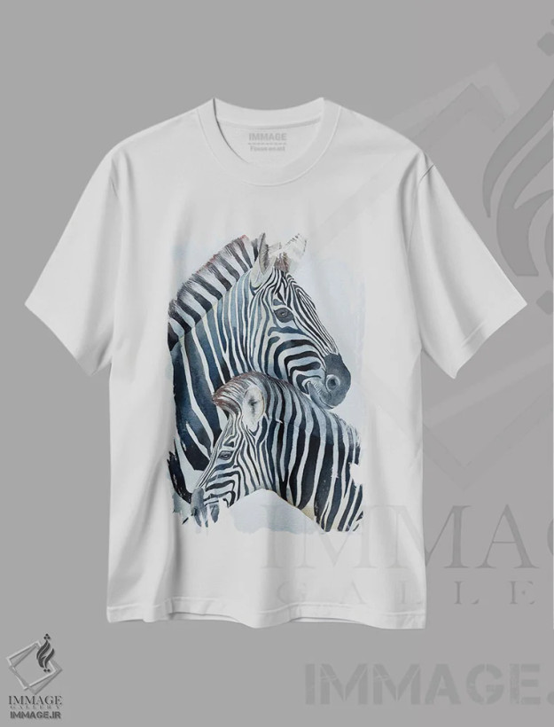 تیشرت سفید طرح دار عشق گورخرها، مدیوم اثر لوسیا کازاردووا | فروشگاه ایماژ