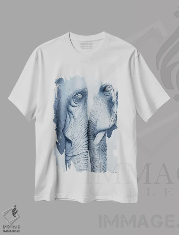 تیشرت سفید طرح دار عشق فیل، مدیوم اثر لوسیا کازاردووا | immage.ir