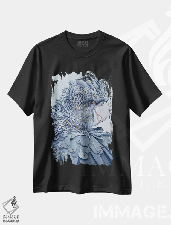 تیشرت مشکی طرح دار کاکاتو سیاه، مدیوم اثر لوسیا کازاردووا | فروشگاه ایماژ