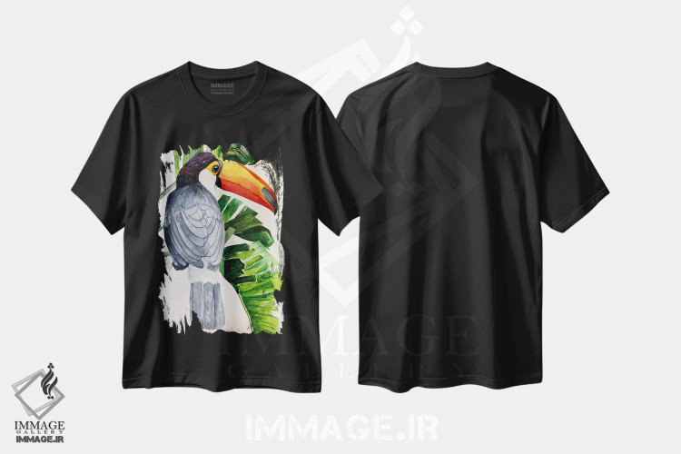 تیشرت مشکی طرح دار توکان شاد، مدیوم اثر لوسیا کازاردووا | immage.ir