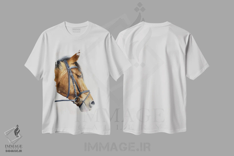 تیشرت سفید طرح دار اسب شاد، مدیوم اثر لوسیا کازاردووا | فروشگاه ایماژ