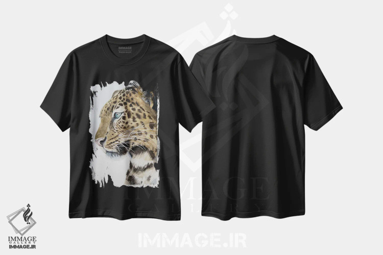 تیشرت مشکی طرح دار پلنگ، مدیوم اثر لوسیا کازاردووا | فروشگاه ایماژ