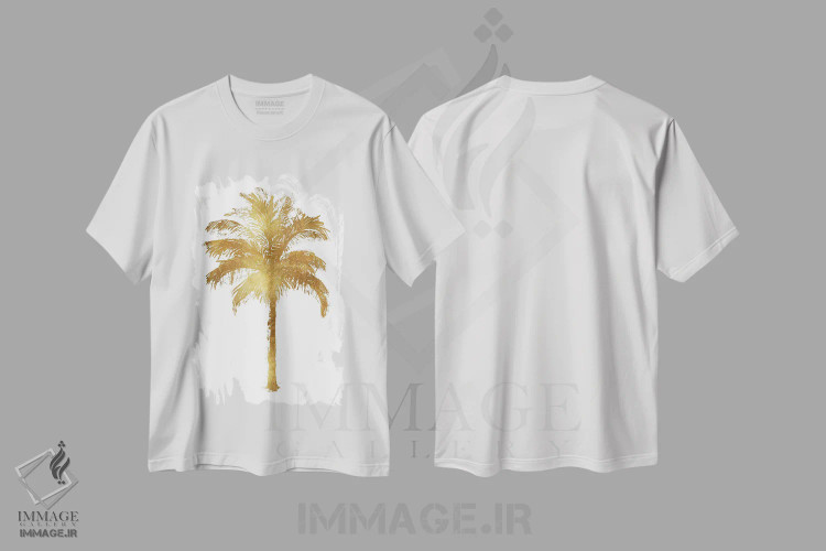 تیشرت سفید طرح دار نخل، تزئینی اثر کریستن درو | فروشگاه ایماژ