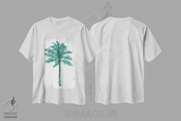 تیشرت سفید طرح دار نخل، تزئینی اثر کریستن درو | immage.ir