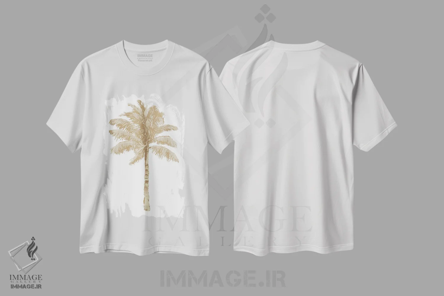 تیشرت سفید طرح دار نخل، تزئینی اثر کریستن درو | فروشگاه ایماژ