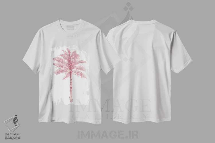 تیشرت سفید طرح دار نخل، تزئینی اثر کریستن درو | immage.ir