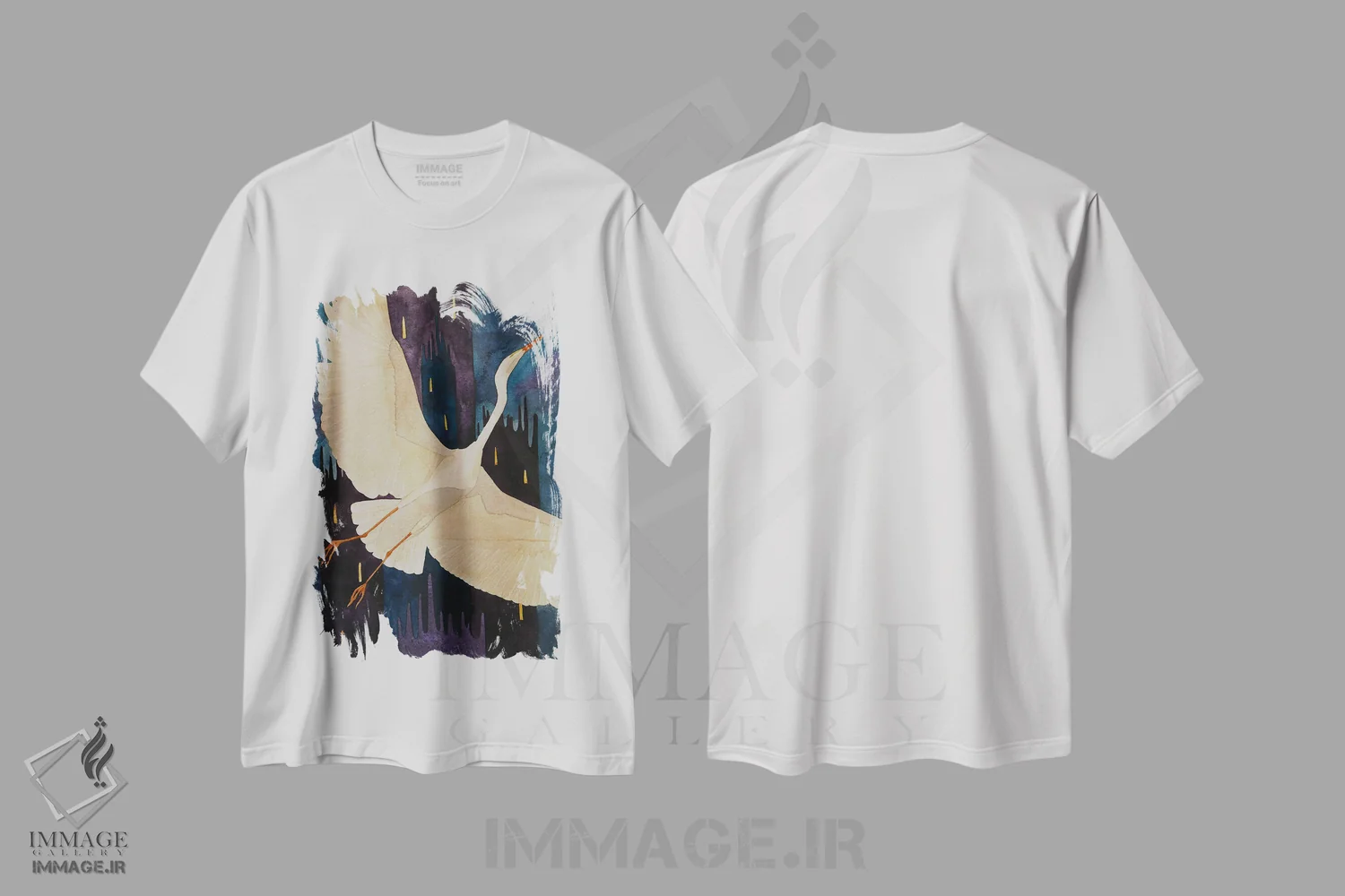 تیشرت سفید طرح دار رویای شبانه، دکور معاصر اثر کارینا دانیلچوک | فروشگاه ایماژ