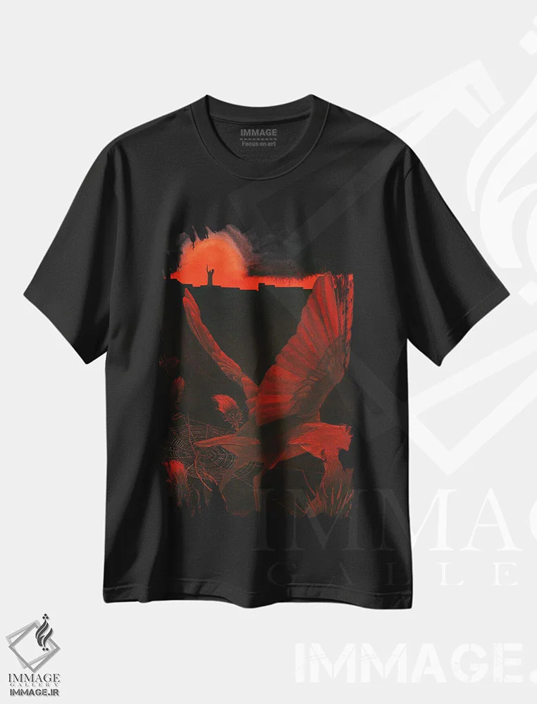 تیشرت مشکی طرح دار هسته ای، دکور معاصر اثر کارینا دانیلچوک | فروشگاه ایماژ