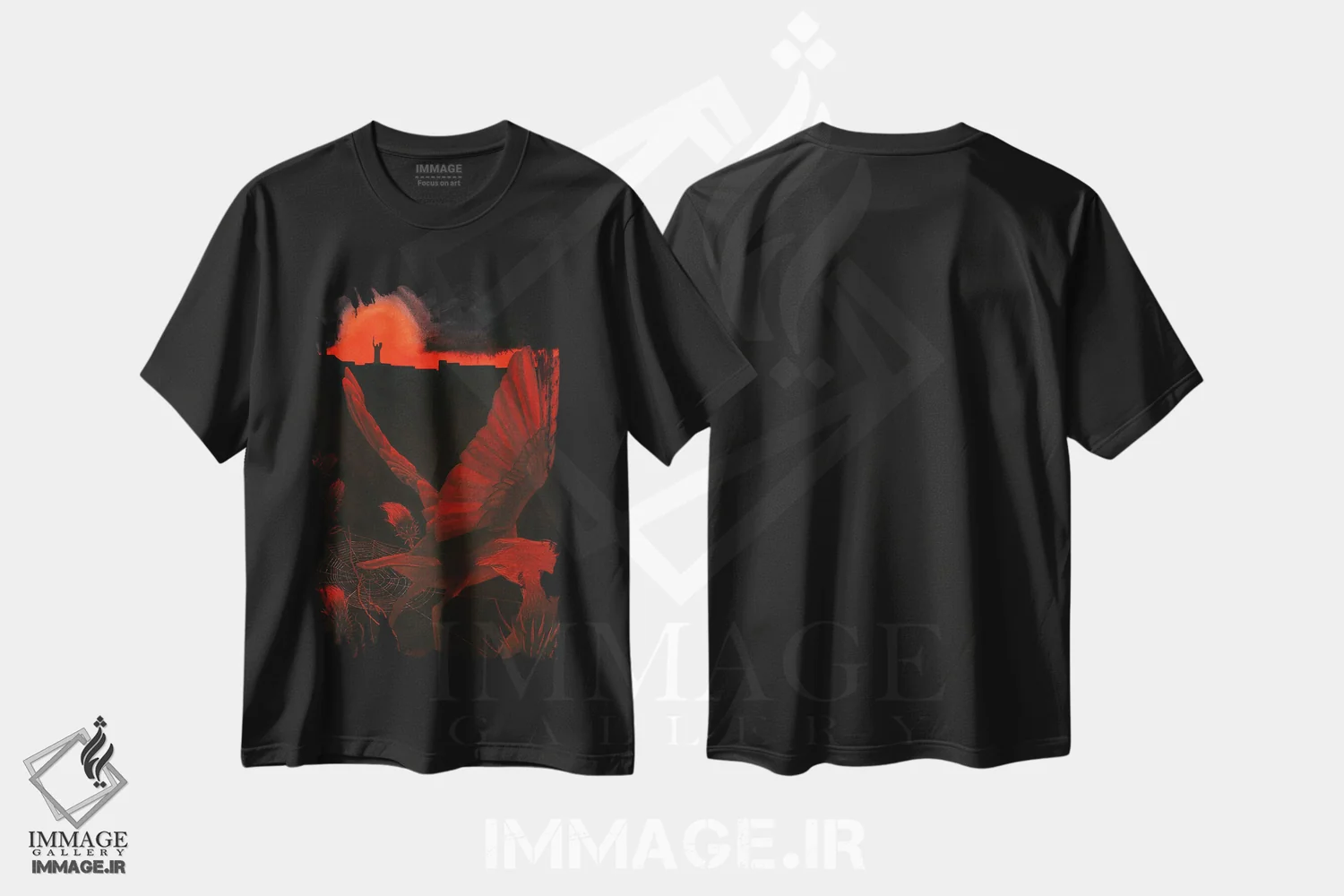 تیشرت مشکی طرح دار هسته ای، دکور معاصر اثر کارینا دانیلچوک | فروشگاه ایماژ