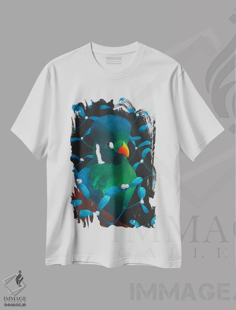 تیشرت سفید طرح دار مرواریدها، دکور معاصر اثر کارینا دانیلچوک | فروشگاه ایماژ