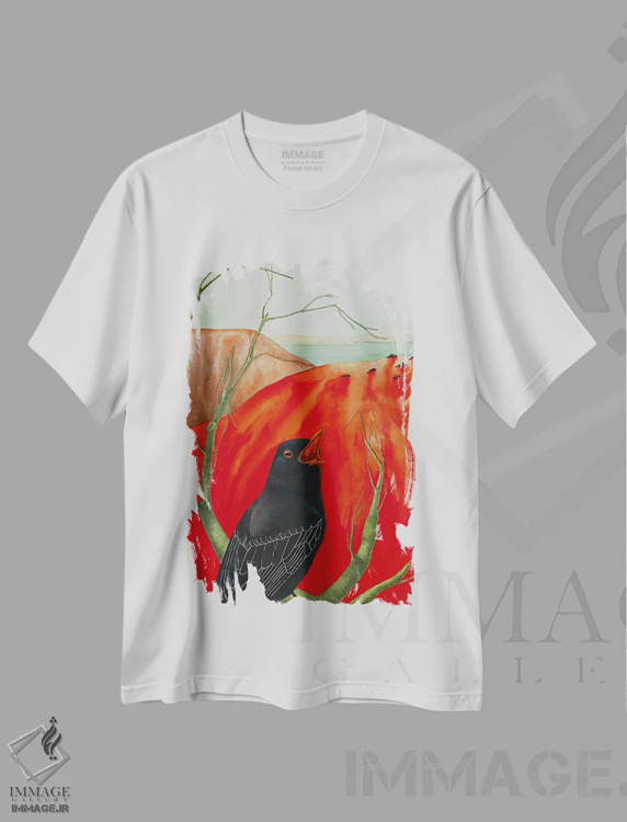 تیشرت سفید طرح دار فریاد، دکور معاصر اثر کارینا دانیلچوک | فروشگاه ایماژ