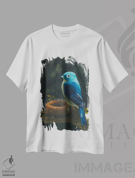 تیشرت سفید طرح دار پرنده با لانه، دکور معاصر اثر کارینا دانیلچوک | immage.ir
