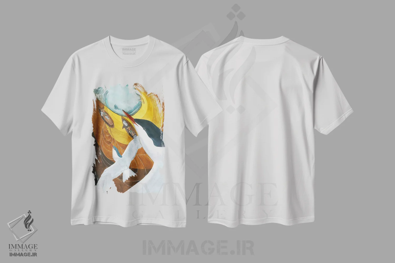 تیشرت سفید طرح دار سینه بند سکاها، دکور معاصر اثر کارینا دانیلچوک | فروشگاه ایماژ